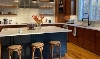Honey Oak Cabinets With Gray Wood Floors